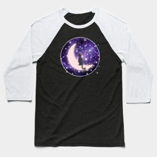 Cosmic Kitty Moon Baseball T-Shirt